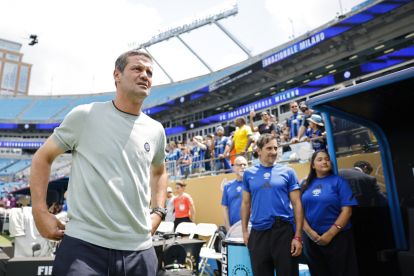 CHARLOTTE, NORTH CAROLINA - JUNE 30: Cristian Chivu, Head Coach of FC Internazionale Milano, looks on during the FIFA Club World Cup 2025 round of 16 match between FC Internazionale Milano and Fluminense FC at Bank of America Stadium on June 30, 2025 in Charlotte, North Carolina. (Photo by Michael Reaves/Getty Images)
