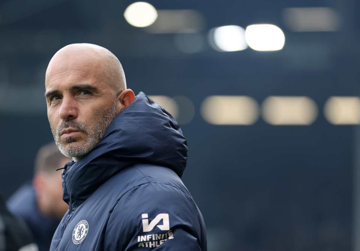 LONDON, ENGLAND - APRIL 20: Enzo Maresca, Manager of Chelsea, reacts during the Premier League match between Fulham FC and Chelsea FC at Craven Cottage on April 20, 2025 in London, England. (Photo by Ryan Pierse/Getty Images)