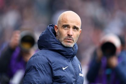 LONDON, ENGLAND - APRIL 20: Enzo Maresca, Manager of Chelsea, looks on prior to the Premier League match between Fulham FC and Chelsea FC at Craven Cottage on April 20, 2025 in London, England. (Photo by Bryn Lennon/Getty Images)