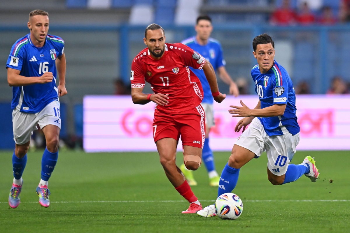 REGGIO NELL'EMILIA, ITALIA - 9 DE JUNIO: Giacomo Raspadori de Italia durante el Clasificatorio FIFA 2026 entre Italia y Moldavia en el Estadio Mapei - Citta' del Tricolore el 09 de junio de 2025 en Reggio nell'Emilia, Italia. (Foto de Alessandro Sabattini/Getty Images)