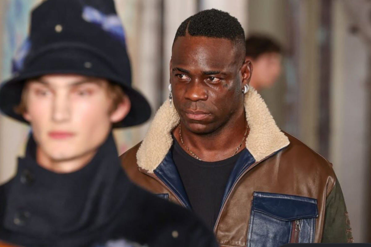 Mario Balotelli acts as fashion model for KidSuper runway show.