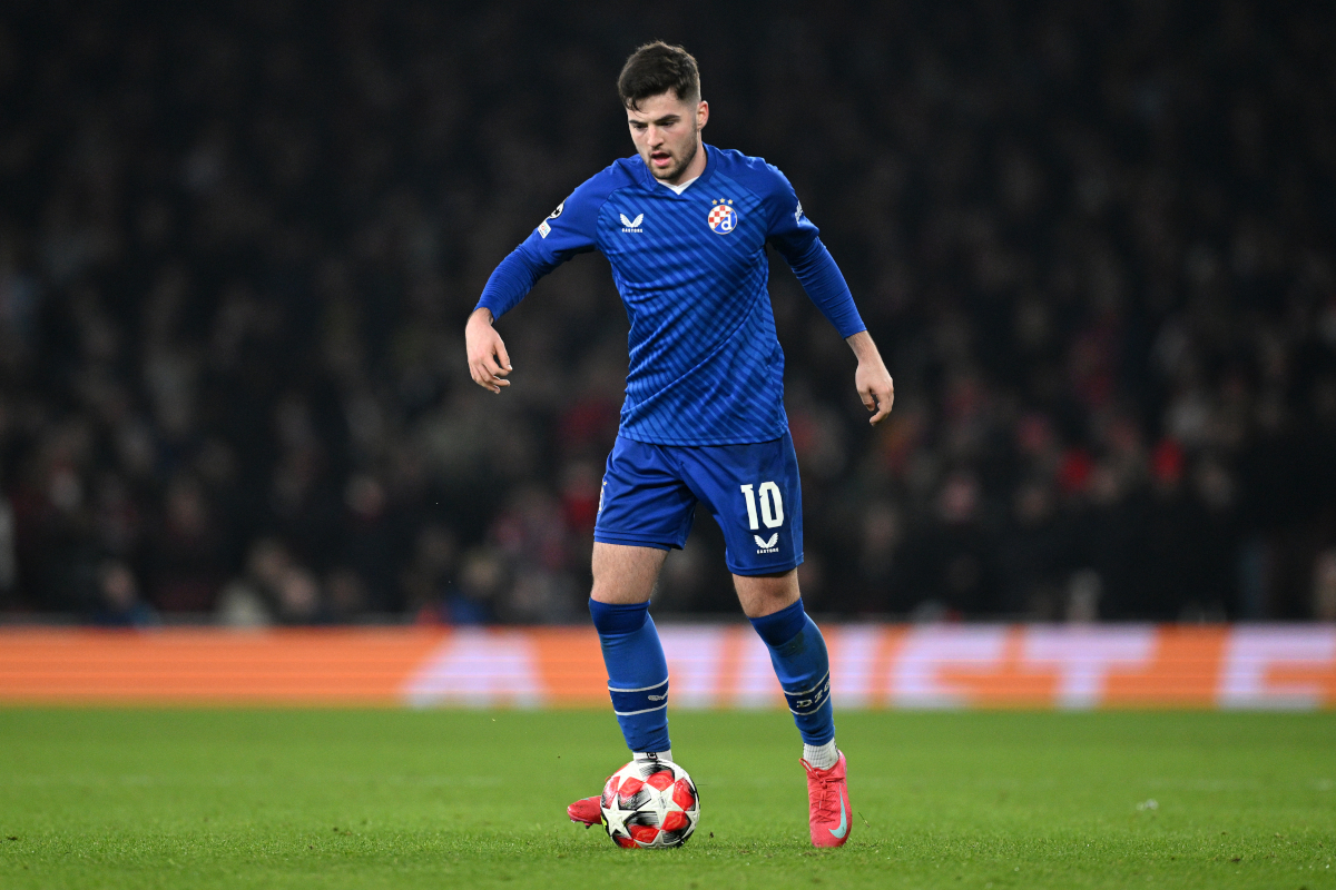 LONDON, ENGLAND - JANUARY 22: Martin Baturina of GNK Dinamo during the UEFA Champions League 2024/25 League Phase MD7 match between Arsenal FC and GNK Dinamo at on January 22, 2025 in London, England. (Photo by Justin Setterfield/Getty Images) (Como links)