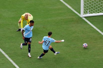 ORLANDO, FLORIDA - JUNE 26: Phil Foden #47 of Manchester City scores his team's fourth goal during the FIFA Club World Cup 2025 group G match between Juventus FC and Manchester City FC at Camping World Stadium on June 26, 2025 in Orlando, Florida. (Photo by Megan Briggs/Getty Images)