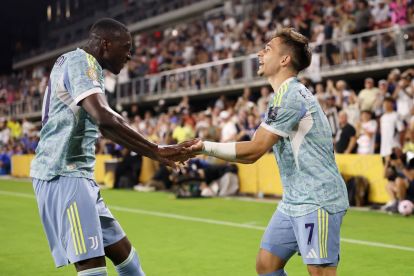 WASHINGTON, DC - JUNE 18: Francisco Conceicao #7 of Juventus FC celebrates scoring his team's second goal during the FIFA Club World Cup 2025 group G match between Al Ain FC and Juventus FC at Audi Field on June 18, 2025 in Washington, DC. (Photo by Kevin C. Cox/Getty Images)