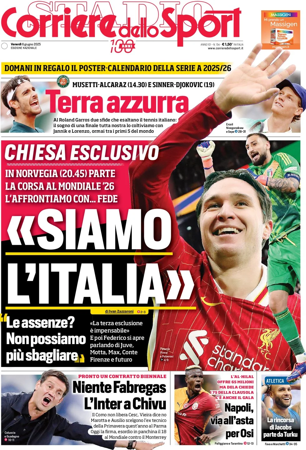 Portada de Corriere dello Sport