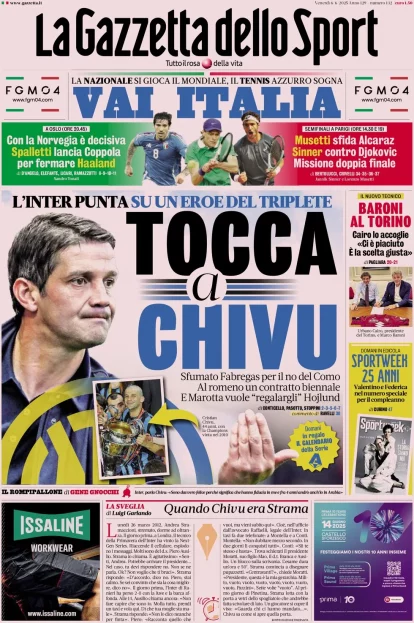 Today’s Papers – Chivu’s turn at Inter, decisive Italy game