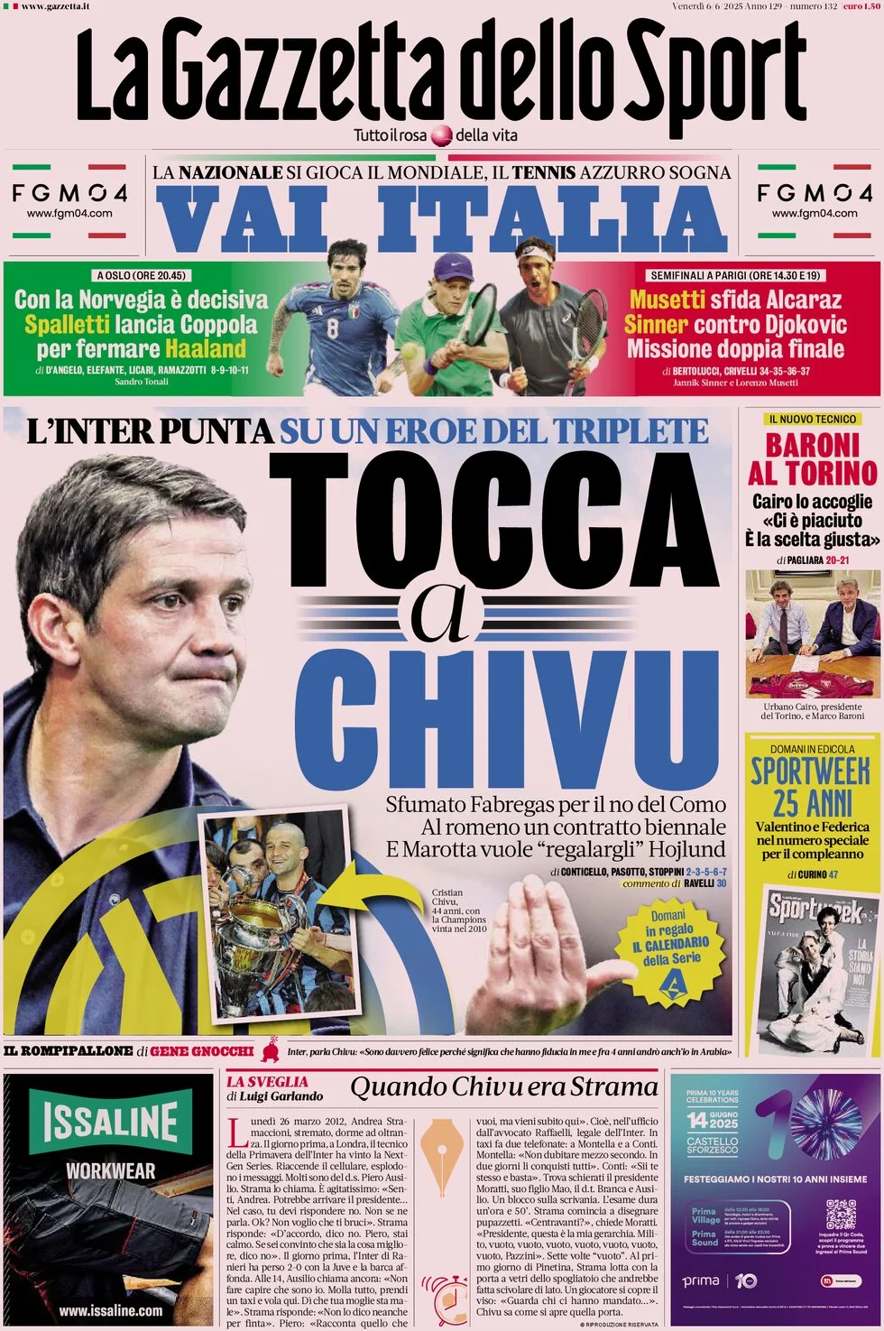 Portada de La Gazzetta dello Sport