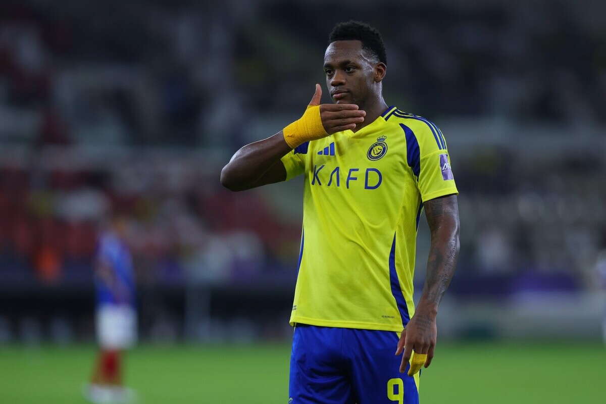 Jeddah, Saudi Arabia - April 26: Jhon Durán of Al Nassr Celebrating after scoring the second goal of his team vs Yokohama F. Marinos at Prince Abdullah al Fasal Stadium on april 26, 2025 in Jeddah. (photo by al nassrs/getty images) (napoli links)