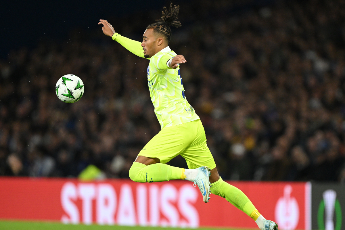 LONDON, ENGLAND - OCTOBER 03: Archie Brown of KAA Gent in action during the UEFA Conference League 2024/25 League Phase MD1 match between Chelsea FC and KAA Gent at Stamford Bridge on October 03, 2024 in London, England. (Photo by Mike Hewitt/Getty Images)