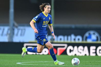 VERONA, ITALY - MARCH 31: Daniele Ghilardi of Hellas Verona during the Serie A match between Verona and Parma at Stadio Marcantonio Bentegodi on March 31, 2025 in Verona, Italy. (Photo by Alessandro Sabattini/Getty Images)