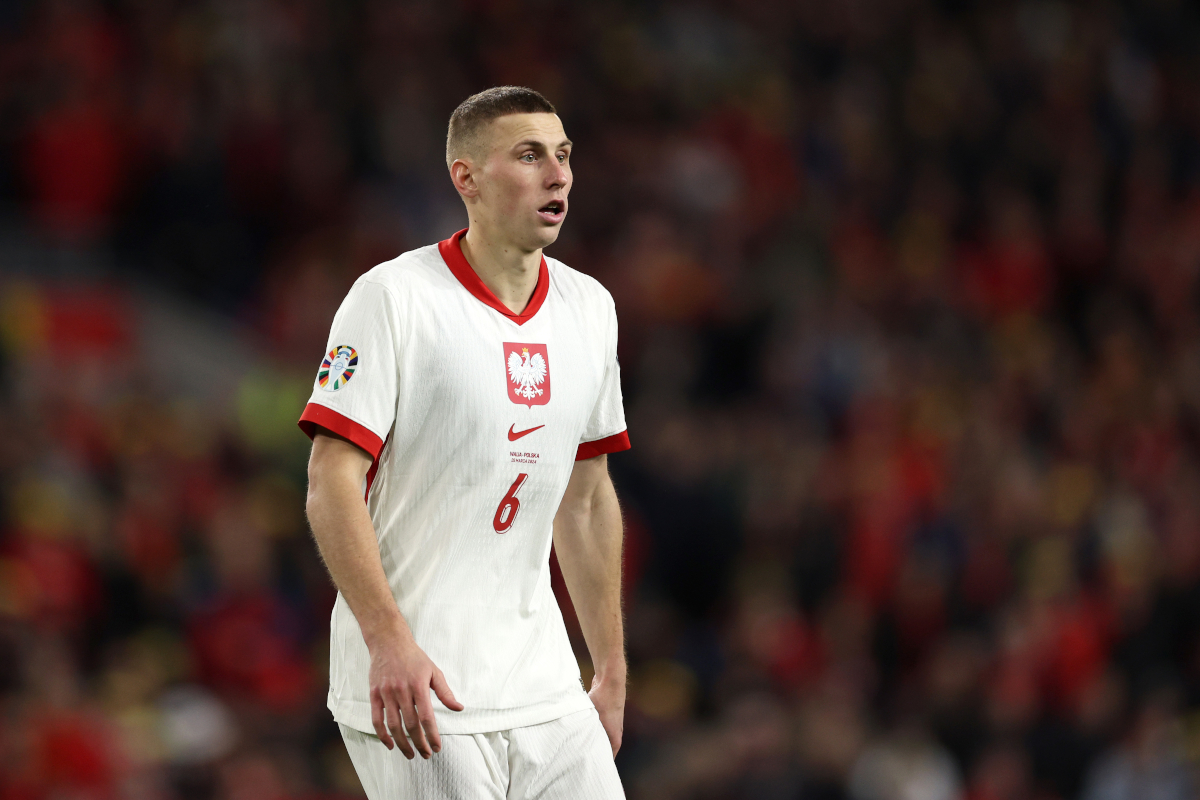 CARDIFF, WALES - MARCH 26: Jakub Piotrowski of Poland in action during the UEFA EURO 2024 Play-Offs semifinal match between Wales and Poland/Estonia at Cardiff City Stadium on March 26, 2024 in Cardiff, Wales. (Photo by Richard Heathcote/Getty Images) (Photo by Richard Heathcote/Getty Images)
