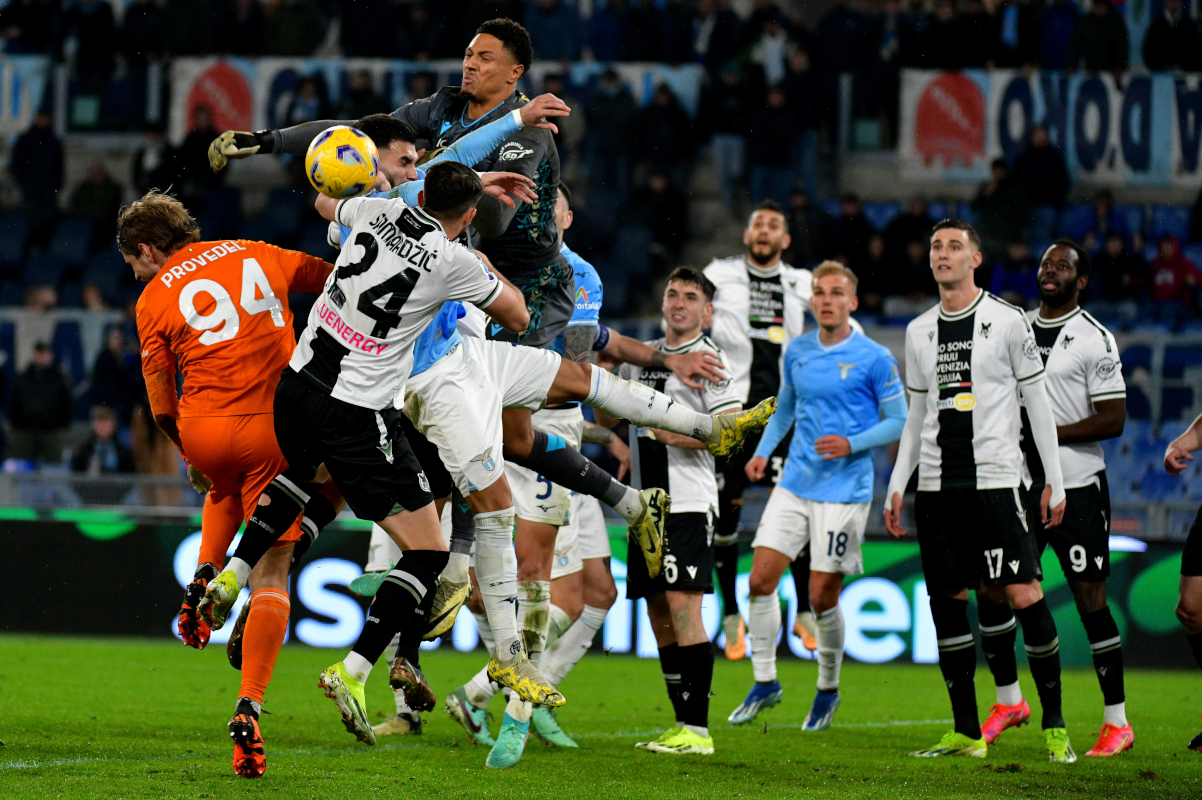 ROME, ITALY - MARCH 11: Maduka Okoye of Udinese calcio during the Serie A TIM match between SS Lazio and Udinese Calcio Serie A TIM at Stadio Olimpico on March 11, 2024 in Rome, Italy. (Photo by Marco Rosi - SS Lazio/Getty Images)