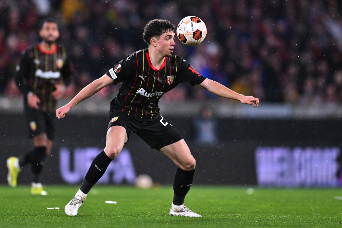 Freiburg im Breisgau, Germany - February 22: RC lens's Neil El Einawi will control the ball during the second leg match of the UEFA Europa League 2023/24 Knockout Round Playoffs between Sports Club Freiburg and RC lens at the European Park Stadion on February 22, 2023 at Freiburg Breisgau, Jater. (Photo: Oliver Hardt/Getty Images)
