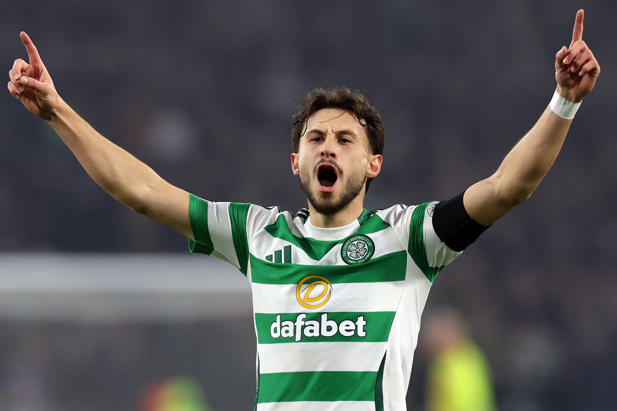 GLASGOW, SCOTLAND - NOVEMBER 05: Nicolas Kuhn of Celtic celebrates scoring his team's first goal during the UEFA Champions League 2024/25 League Phase MD4 match between Celtic FC and RB Leipzig at Celtic Park on November 05, 2024 in Glasgow, Scotland. (Photo by Ian MacNicol/Getty Images)