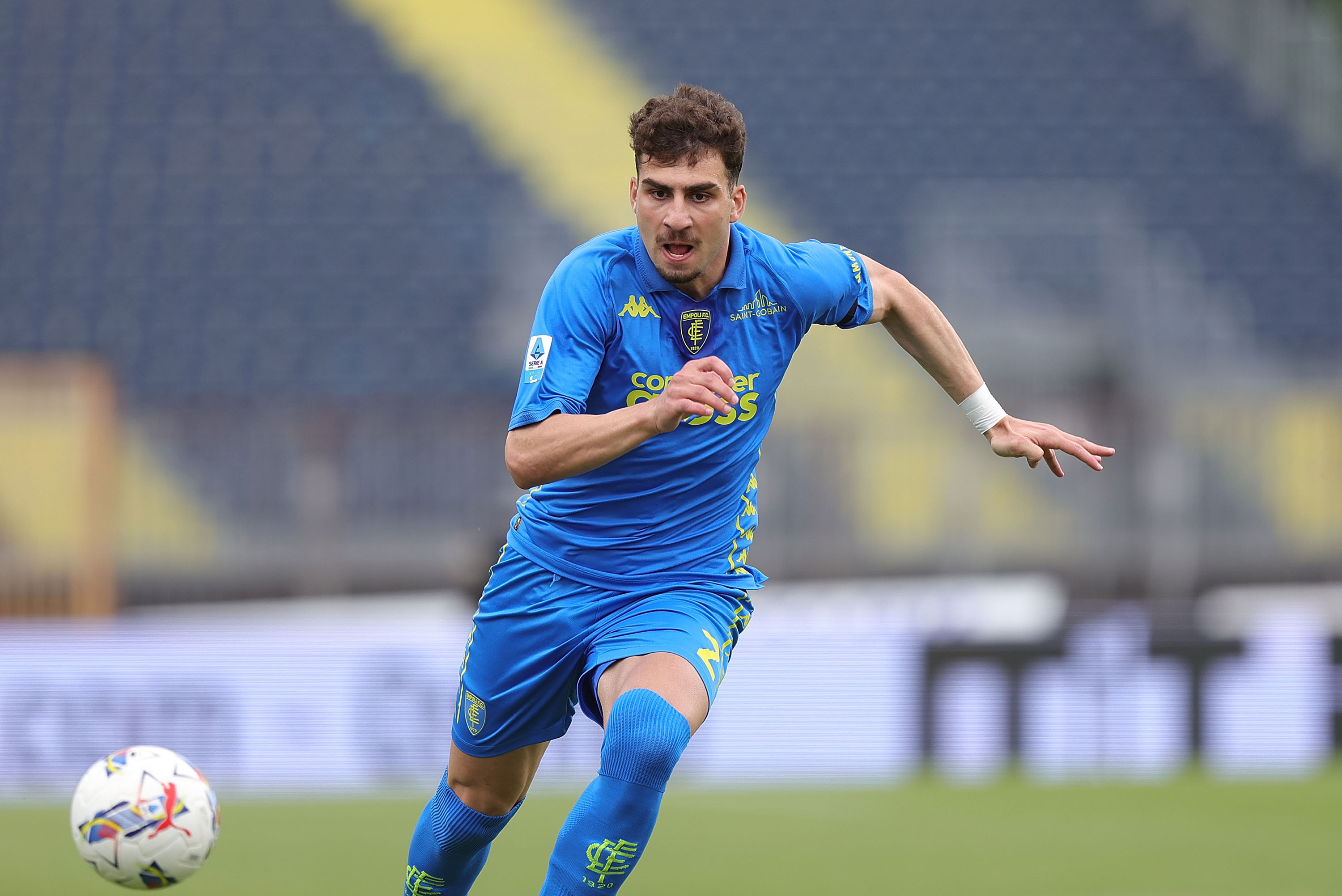 EMPOLI, ITALY - APRIL 20: Saba Goglichidze of Empoli FC in action during the Serie A match between Empoli and Venezia at Stadio Carlo Castellani on April 20, 2025 in Empoli, Italy. (Photo by Gabriele Maltinti/Getty Images)