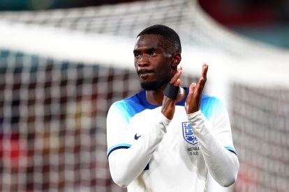 LONDON, ENGLAND - OCTOBER 13: Fikayo Tomori of England looks on during the international friendly match between England and Australia at Wembley Stadium on October 13, 2023 in London, England. (Photo by Bryn Lennon/Getty Images)
