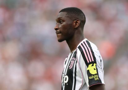 PHILADELPHIA, PENNSYLVANIA - JUNE 22: Randal Kolo Muani #20 of Juventus FC looks on during the FIFA Club World Cup 2025 group G match between Juventus FC and Wydad AC at Lincoln Financial Field on June 22, 2025 in Philadelphia, Pennsylvania. (Photo by Francois Nel/Getty Images)