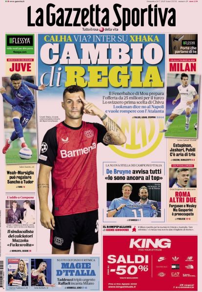 Today’s Papers – Napoli rival Inter for Lookman, Mourinho tempts Calhanoglu