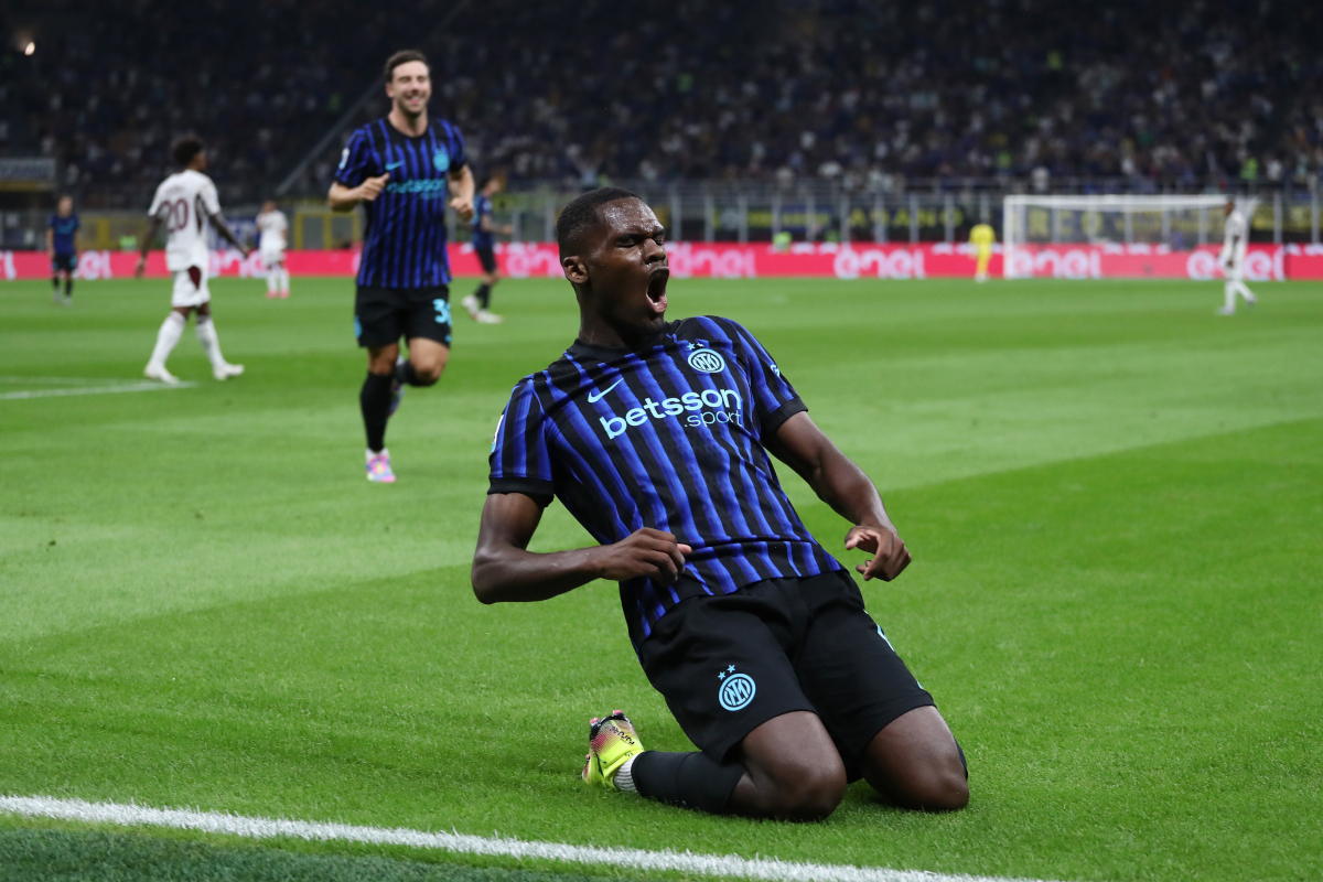 MILANO, Italy - August 25: Angeyo Ambony of Intagion Sole scored the team's fifth goal during a Serie A match between FC Interagioner and Turin FC at Giuseppe Meassa Stadium held in Milan, Italy on August 25, 2025. (Photo: Marco Luzzani/Getty Images)