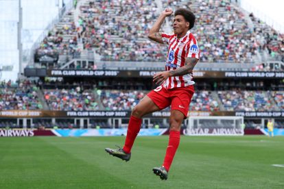 SEATTLE, WASHINGTON - JUNE 19: Axel Witsel #20 of Atletico De Madrid celebrates scoring his team's second goal during the FIFA Club World Cup 2025 group B match between Seattle Sounders FC and Club Atletico de Madrid at Lumen Field on June 19, 2025 in Seattle, Washington. (Photo by Buda Mendes/Getty Images)