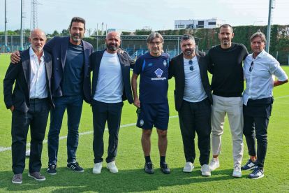 Italy national team staff including CT Gennaro Gattuso, Gianluigi Buffon and Leonardo Bonucci, visit Atalanta training, led by Ivan Juric.