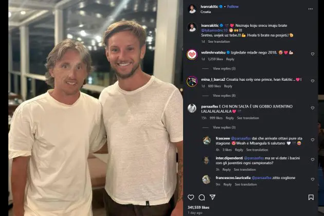 Ivan Rakitic and Luka Modric on Instagram