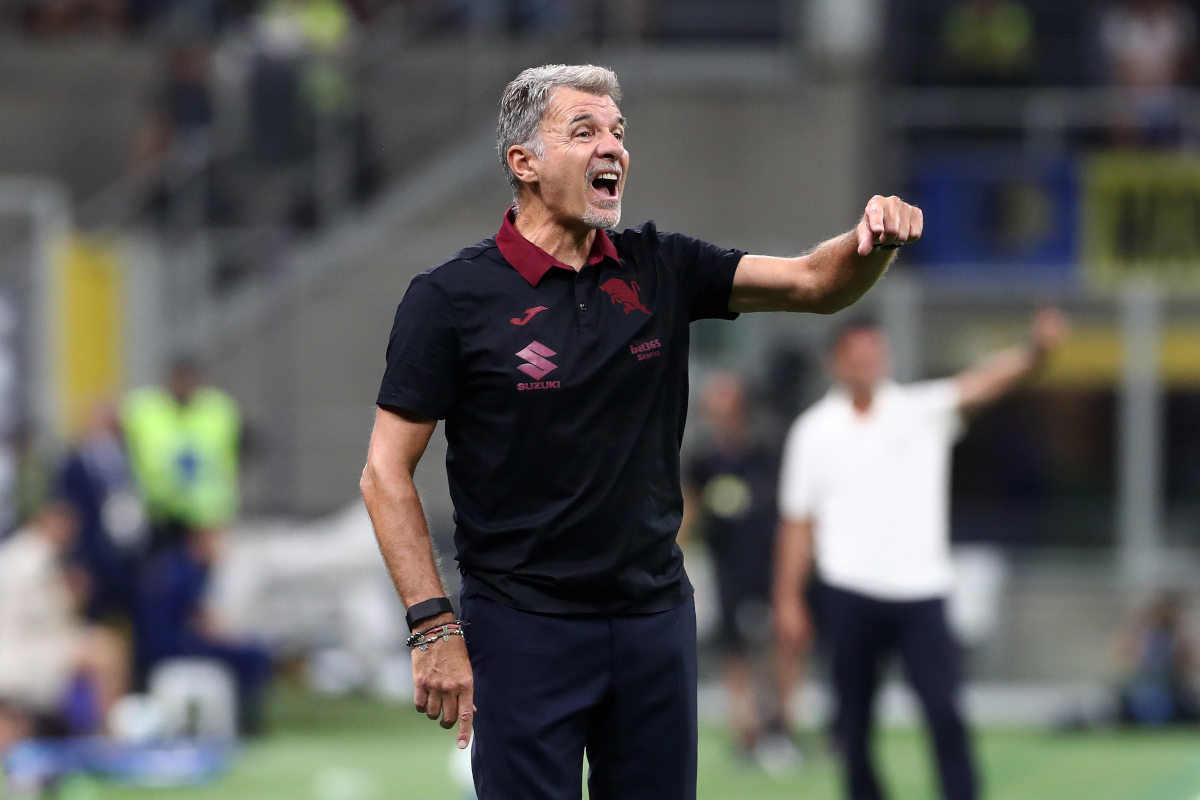 MILAN, ITALY - AUGUST 25: Marco Baroni, Head Coach of Torino, gestures during the Serie A match between FC Internazionale and Torino FC at Giuseppe Meazza Stadium on August 25, 2025 in Milan, Italy. (Photo by Marco Luzzani/Getty Images)