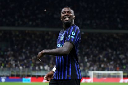 MILAN, ITALY - AUGUST 25: Marcus Thuram of Internazionale celebrates scoring his team's second goal during the Serie A match between FC Internazionale and Torino FC at Giuseppe Meazza Stadium on August 25, 2025 in Milan, Italy. (Photo by Marco Luzzani/Getty Images)