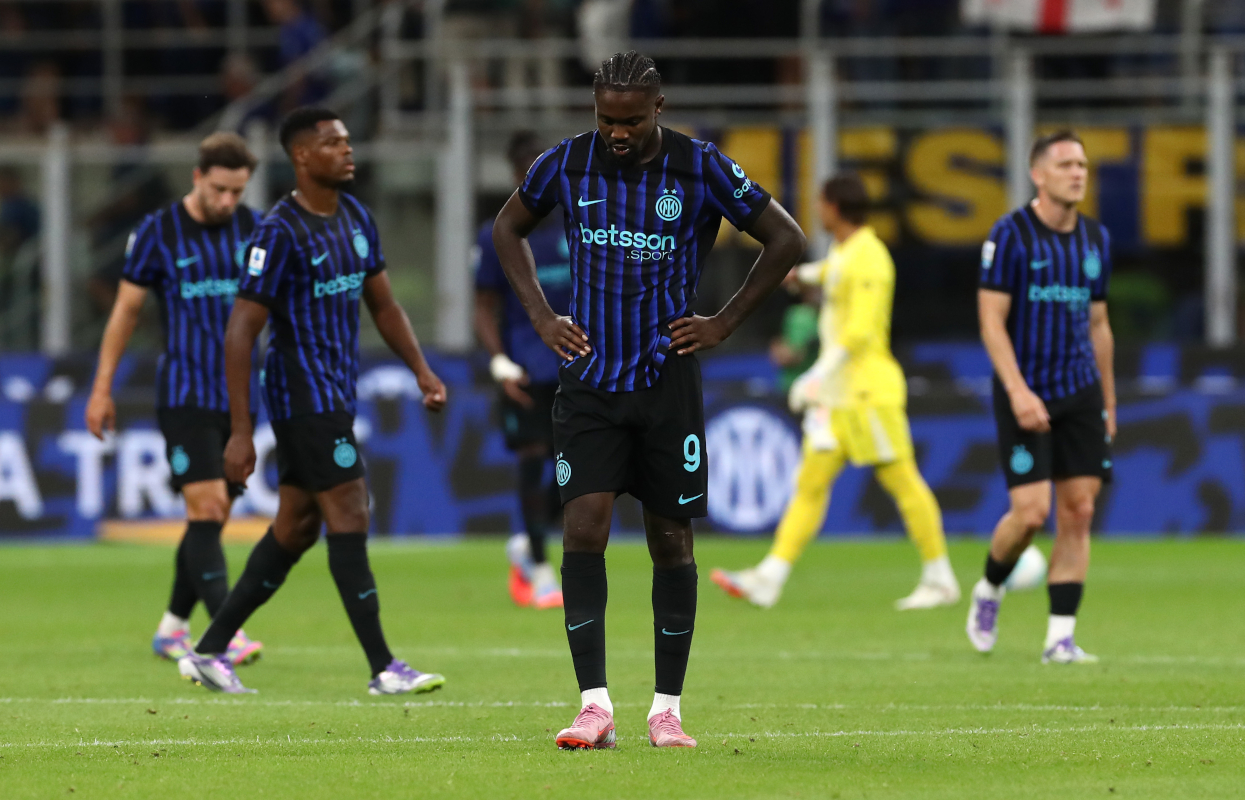 Milan, Italië - 31 augustus: Marcus Thuram van Internazionale reageert tijdens de Serie A -wedstrijd tussen FC Internazionale en Udinese calcio in Giuseppe Meazza Stadium op 31 augustus 2025 in Milan, Italië. (Foto door Marco Luzzani/Getty -afbeeldingen)