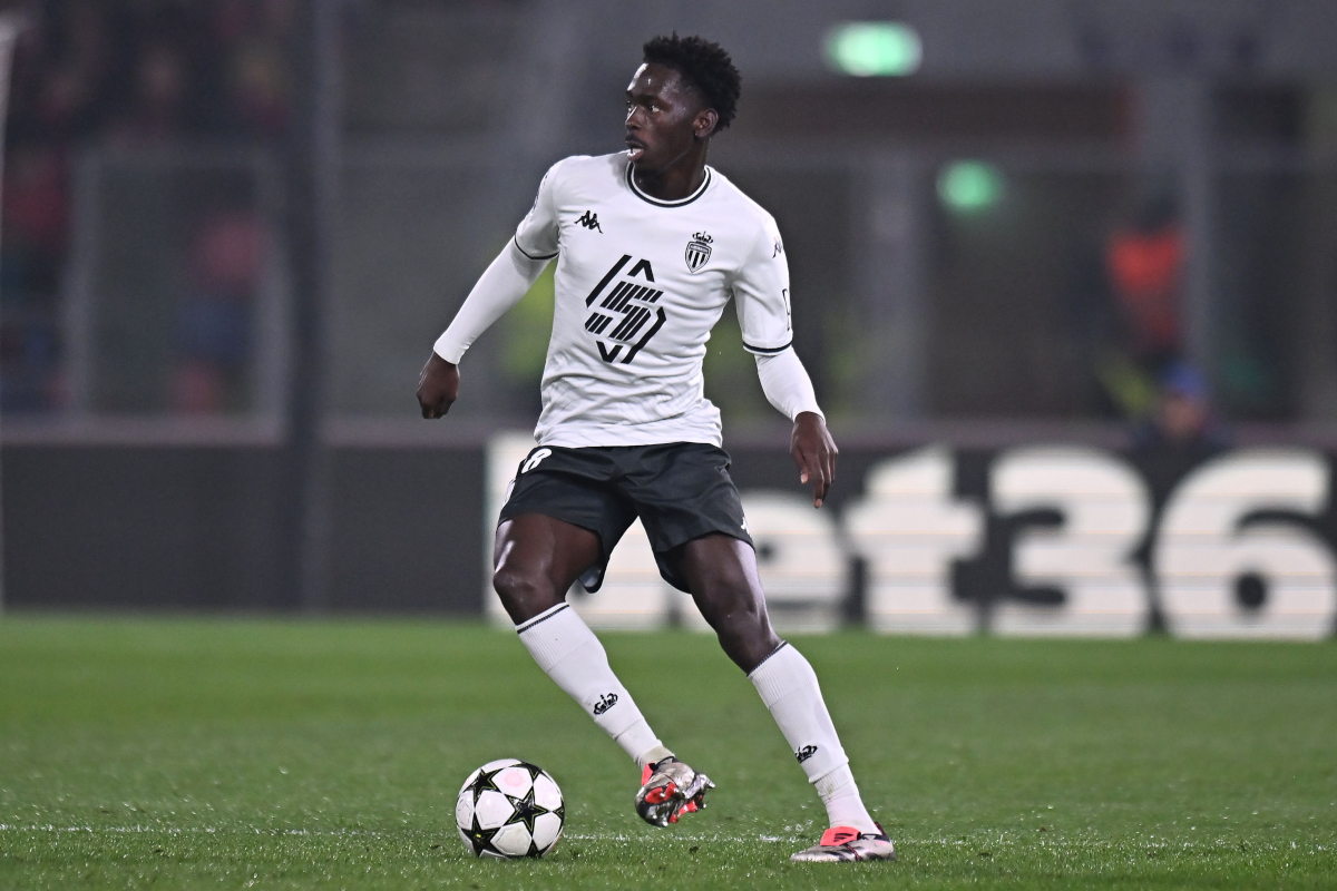 BOLOGNA, ITALY - NOVEMBER 05: Soungoutou Magassa of AS Monaco in action during the UEFA Champions League 2024/25 League Phase MD4 match between Bologna FC 1909 and AS Monaco at Stadio Renato Dall'Ara on November 05, 2024 in Bologna, Italy. (Photo by Alessandro Sabattini/Getty Images)