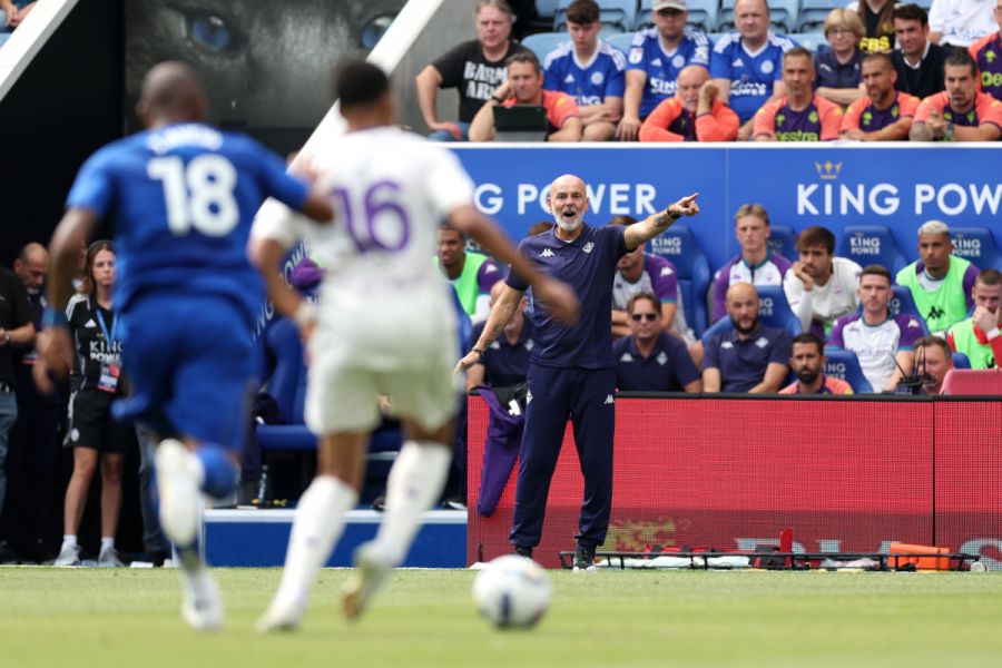 Stefano Pioli, Head Coach of Fiorentina, gives instructions during a pre-season friendly match.
