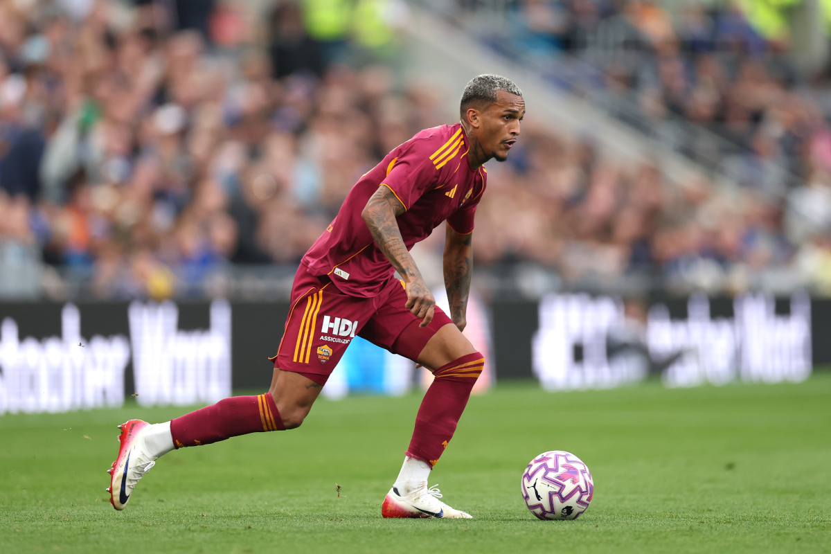 LIVERPOOL, ENGLAND – AUGUST 09: Wesley Franca during the pre-season friendly match between Everton and AS Roma at Hill Dickinson Stadium on August 09, 2025 in Liverpool, England.