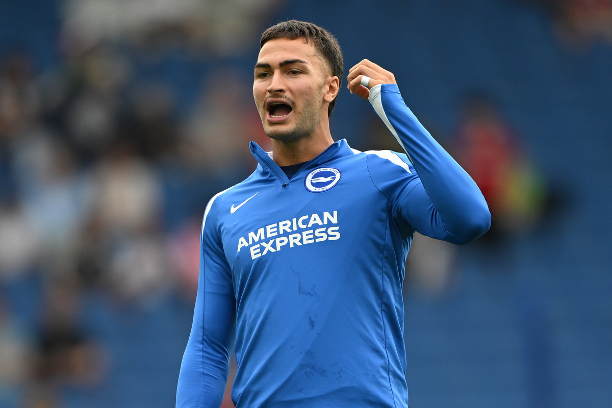 Brighton, England - August 16: Brighton & Hove Albion's Diego Coppola is active in action ahead of the Premier League match between Brighton & Hove Albion and Fulham in Brighton, England on August 16, 2025. (Photo: Mike Hewitt/Getty Images)