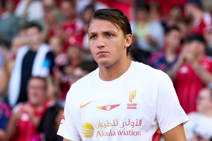 NOTTINGHAM, ENGLAND - AUGUST 09: Mateo Retegui of Al Qadsiah looks on prior to the pre-season friendly match between Nottingham Forest v Al Qadsiah at City Ground on August 09, 2025 in Nottingham, England. (Photo by Angel Martinez/Getty Images)
