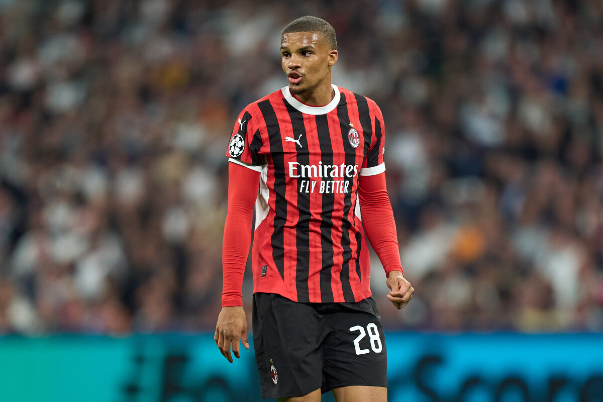 MADRID, SPAIN - NOVEMBER 05: Malick Thiaw of AC Milan looks on during the UEFA Champions League 2024/25 League Phase MD4 match between Real Madrid C.F. and AC Milan at Estadio Santiago Bernabeu on November 05, 2024 in Madrid, Spain. (Photo by Angel Martinez/Getty Images)
