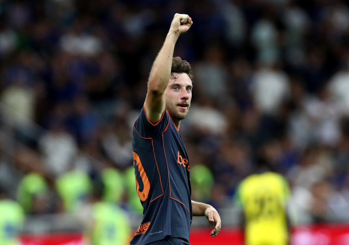 MILAN, Itália - 28 de setembro: Carlos Augusto, da Internazonal, celebra o segundo gol ao lado dele, a Serie Ane Internazionel e os EUA Sasuolo Callio têm 21 de setembro entre o Zeuspp Miaza Stadium, 2025 (foto de Marco Luzani/Getty Fig.)