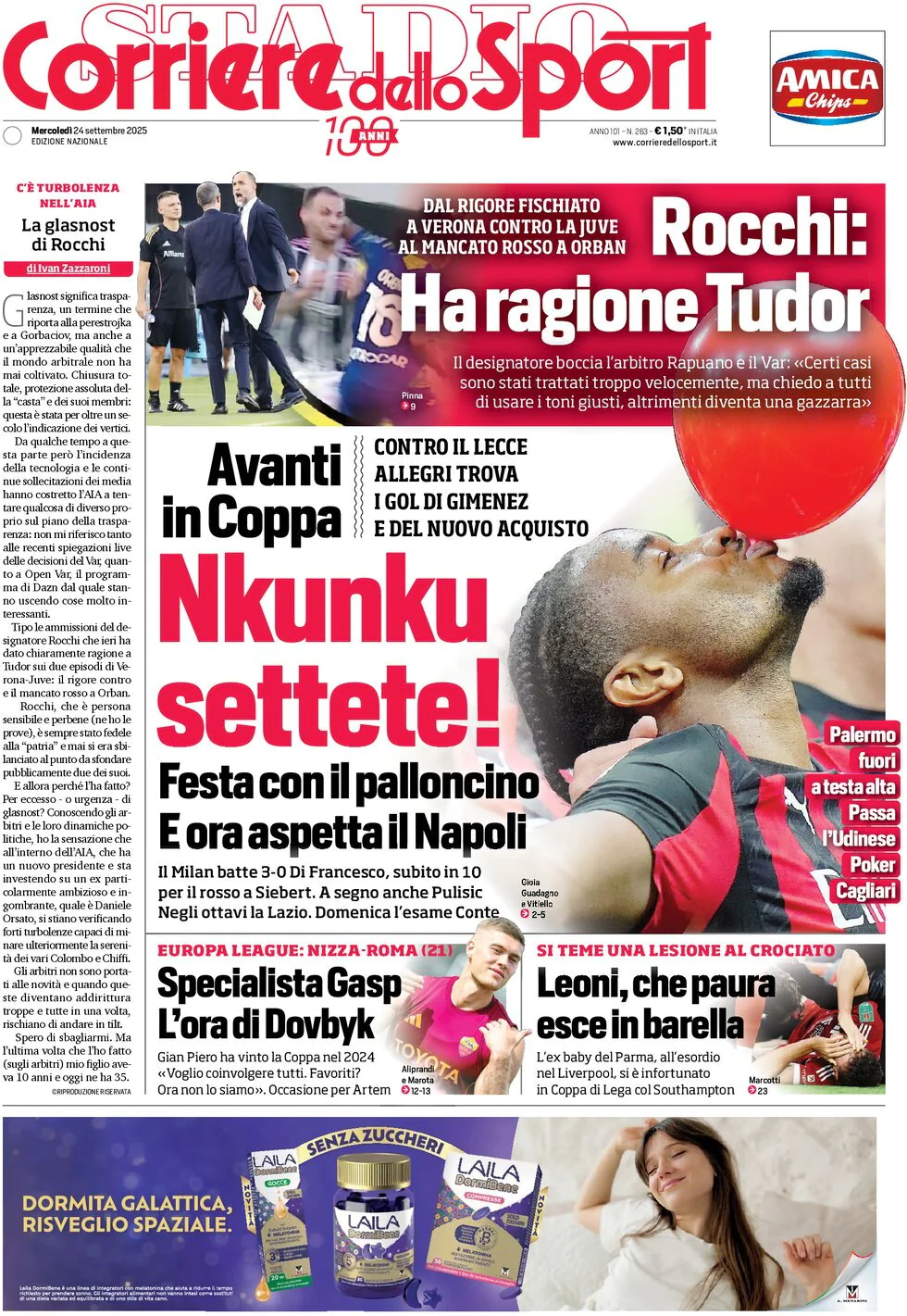Today's papers - 24 September - Corriere dello Sport