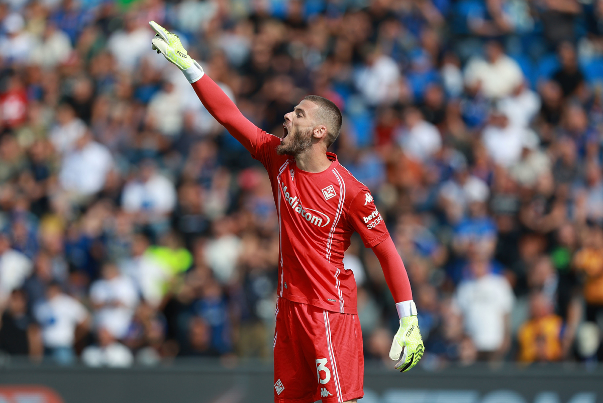 PISA, TALIANSKO - 28. SEPTEMBER: David de Gea z ACF Fiorentina reaguje počas zápasu Serie A medzi Pisa SC a ACF Fiorentina v aréne Garibaldi 28. septembra 2025 v talianskej Pise. (Foto Gabriele Maltinti/Getty Images)