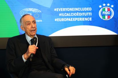 Roma, Italia - 01 Desember: Franco Carraro dari FIGC menghadiri konferensi pers FIGC DCPS di Europa Experience pada 01 Desember 2023 di Roma, Italia. (Foto oleh Paolo Bruno/Getty Images)