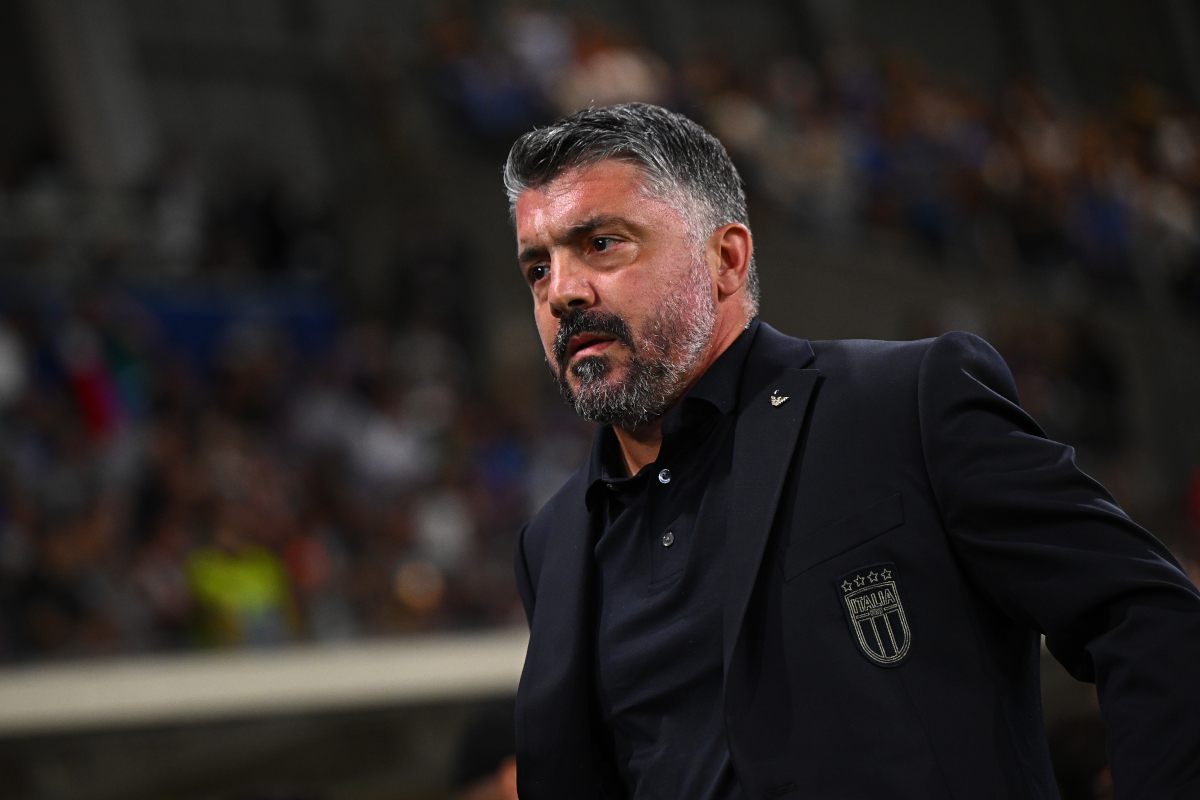 BERGAMO, ITALY - SEPTEMBER 05: Coach Gennaro Gattuso of Italy looks on during the FIFA World Cup 2026 qualifier match between Italy and Estonia at Stadio di Bergamo on September 05, 2025 in Bergamo, Italy. (Photo by Mattia Ozbot/Getty Images)
