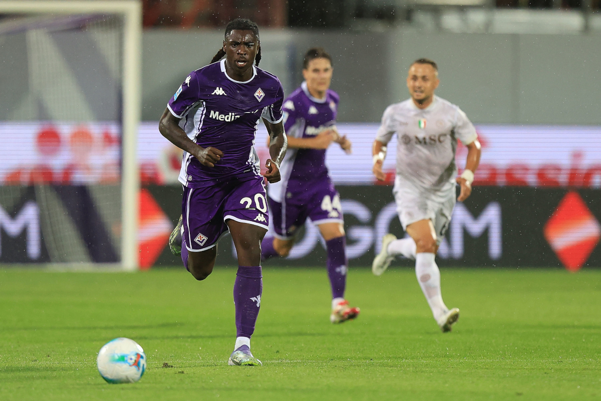 FLORENCE, ITALY - SEPTEMBER 13: Moise Kean of ACF Fiorentina in action during the Serie A match between ACF Fiorentina and SSC Napoli at Artemio Franchi on September 13, 2025 in Florence, Italy. (Photo by Gabriele Maltinti/Getty Images)