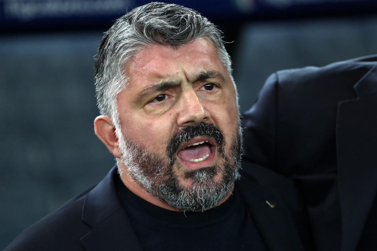 Gennaro Gattuso singing the Italian national anthem prior to a FIFA World Cup qualifier.