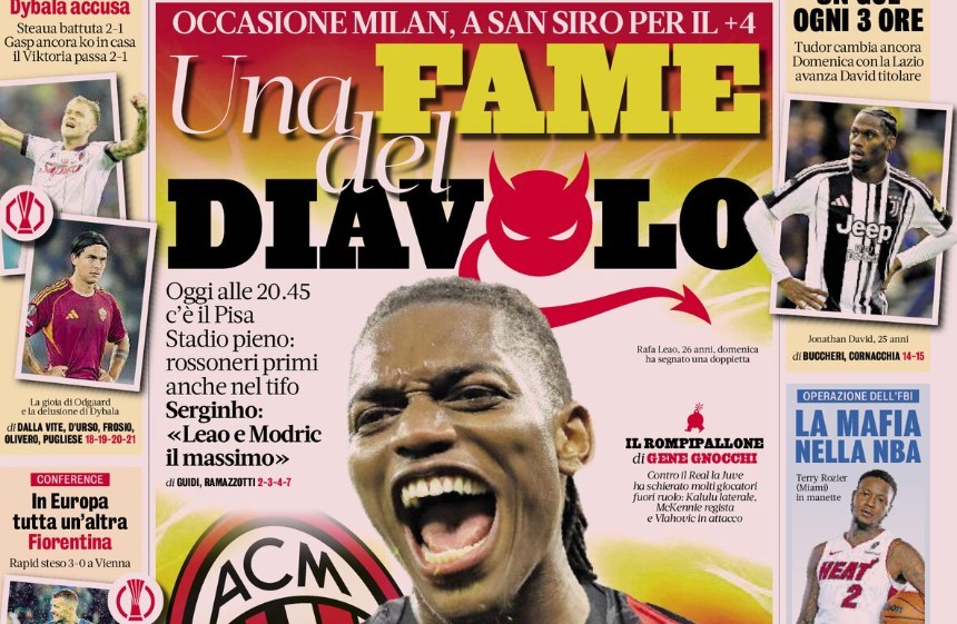 Today’s Papers – Milan for the runaway, Roma shock