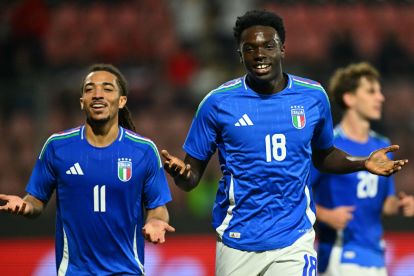 CREMONA, ITALY - OCTOBER 14: Jeff Ekhator of Italy celebrates after scoring the 5-1 goal during the UEFA Euro U21 Qualification match between Italy and Armenia at Stadio Giovanni Zini on October 14, 2025 in Cremona, Italy. (Photo by Marco M. Mantovani/Getty Images)
