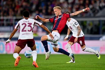 BOLOGNA, ITALY - OCTOBER 29: Jens Odgaard of Bologna FC during the Serie A match between Bologna FC 1909 and Torino FC at Renato Dall'Ara Stadium on October 29, 2025 in Bologna, Italy. (Photo by Alessandro Sabattini/Getty Images)