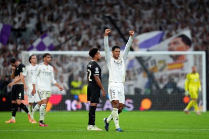 MADRID, SPANYOL - 22 OKTOBER: Jude Bellingham dari Real Madrid merayakan gol pertama timnya pada pertandingan Fase Liga MD3 Liga Champions 2025/26 UEFA 2025/26 antara Real Madrid CF dan Juventus di Estadio Santiago Bernabeu pada 22 Oktober 2025 di Madrid, Spanyol. (Foto oleh Angel Martinez/Getty Images)