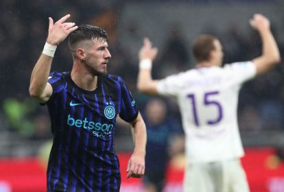 MILAN, ITALY - OCTOBER 29: Petar Sucic of FC Internazionale celebrates after scoring their team's second goal during the Serie A match between FC Internazionale and ACF Fiorentina at Giuseppe Meazza Stadium on October 29, 2025 in Milan, Italy. (Photo by Marco Luzzani/Getty Images)