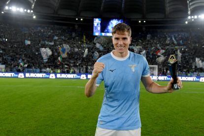 ROME, ITALY - OCTOBER 26: Toma Basic of SS Lazio player of the match after the Serie A match between SS Lazio and Juventus FC at Stadio Olimpico on October 26, 2025 in Rome, Italy. (Photo by Marco Rosi - SS Lazio/Getty Images)