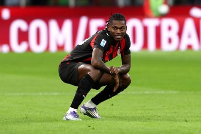 MILAN, ITALY - OCTOBER 24: Rafael Leao of AC Milan celebrates scoring his team's first goal during the Serie A match between AC Milan and Pisa SC at Giuseppe Meazza Stadium on October 24, 2025 in Milan, Italy. (Photo by Marco Luzzani/Getty Images)