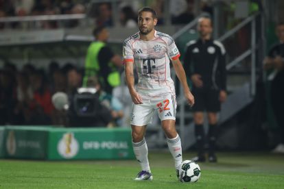 WIESBADEN, GERMANY - AUGUST 27: Raphael Guerreiro of Bayern Munich during the DFB Cup match between SV Wehen Wiesbaden and FC Bayern München at BRITA-Arena on August 27, 2025 in Wiesbaden, Germany. (Photo by Alex Grimm/Getty Images)